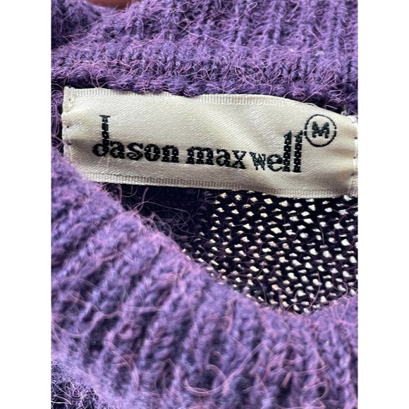 Jason Maxwell Vintage Purple Tassel Turtle Neck Knit Sweater M - Picture 4 of 9
